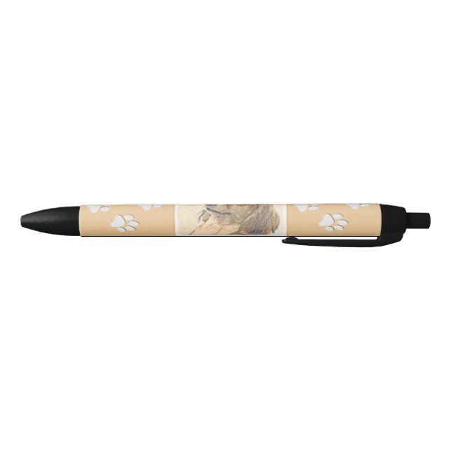 Stylo Noir Dachshund (Longhaerien) Peinture - Art Chien origi (Bas)