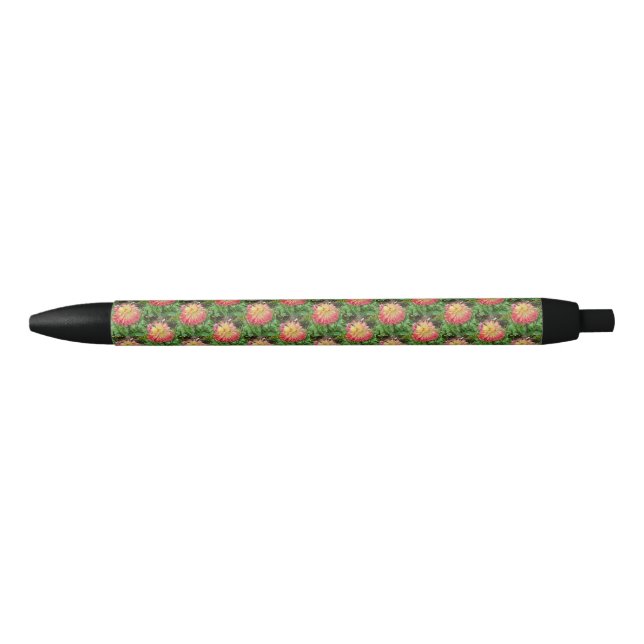 Stylo Noir Dahlia rose et jaune (Devant)