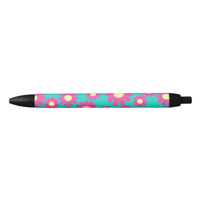 Stylo Noir Daisy Magenta Turquoise (Devant)