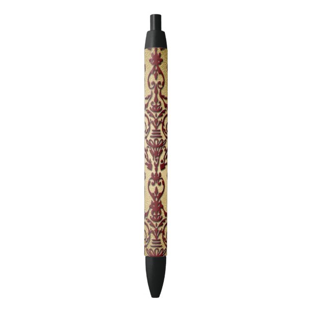 Stylo Noir Damassé de Bourgogne d'or (devant Vertical)