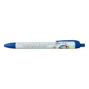 Stylo Noir Dame de ménage nettoyage lavage rose bleu