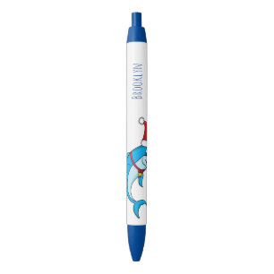 Stylo Noir Dauphin mignon avec dessin animé du chapeau du Pèr