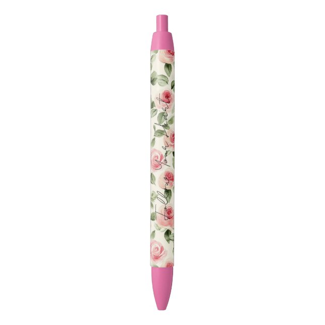Stylo Noir De jolies roses roses   (devant Vertical)