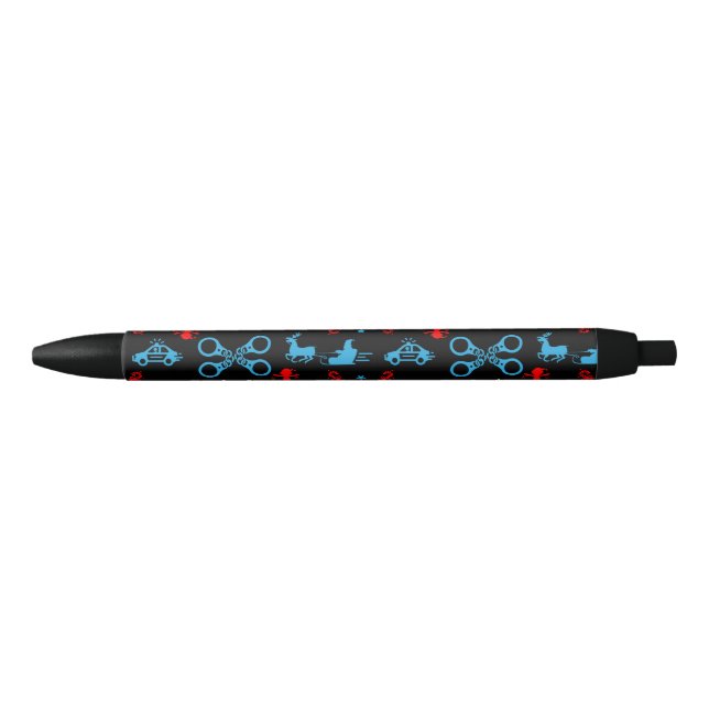 Stylo Noir Décor de Noël de la police (Devant)
