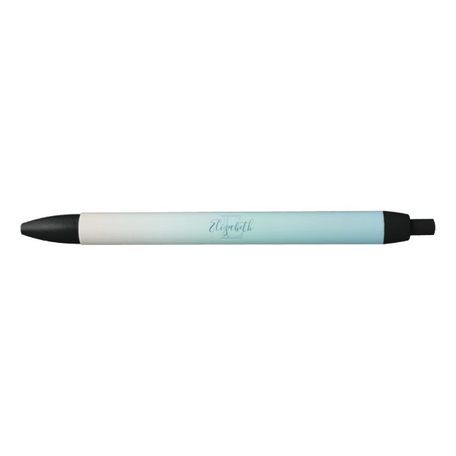 Stylo Noir Dégradé de couleurs de plage | Monogramme minimal (Devant)