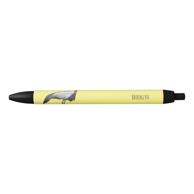Stylo Noir Demoiselle crane bird cartoon illustration  (Devant)