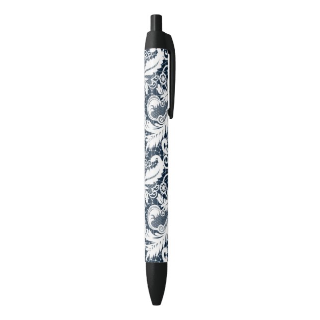 Stylo Noir Dentelle blanche 2 (Bas (Vertical))