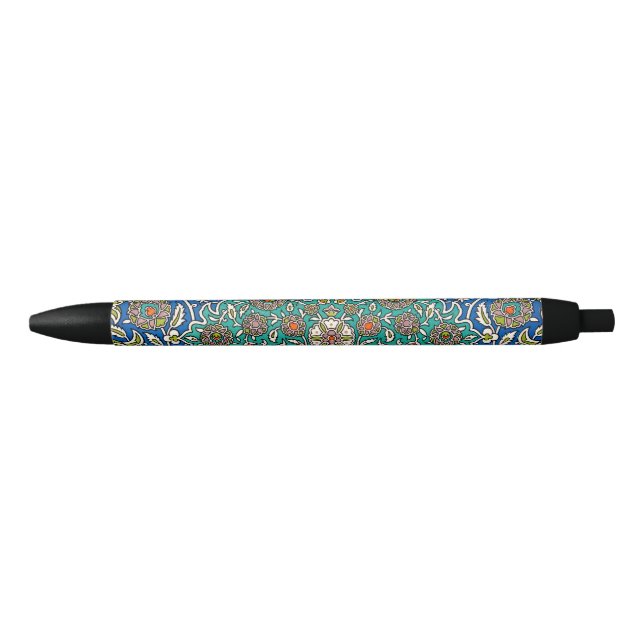 Stylo Noir Design Arabesque bleu (Devant)