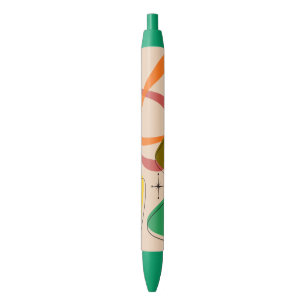 Stylo Noir Design Atomique Rétro Milieu de Siècle