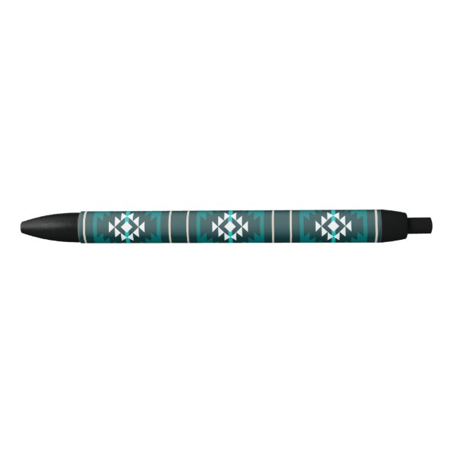 Stylo Noir Design aztèque en couleur turquoise (Devant)