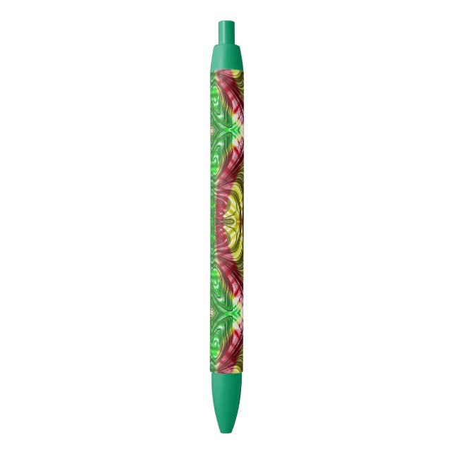 Stylo Noir Design de Noël Vert Rouge Jaune (devant Vertical)