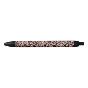 Stylo Noir Design de série Leopard rose et or 15