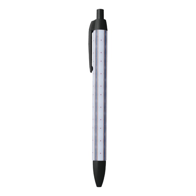 Stylo Noir Design en rayures bleu et blanc (Haut (Vertical))