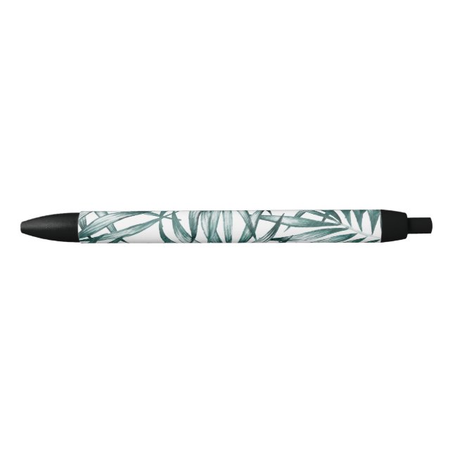 Stylo Noir Design feuille vert personnalisé (Devant)