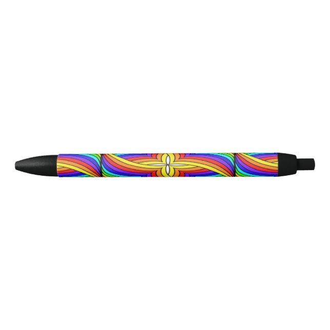 Stylo Noir Design floral multicolore (Devant)