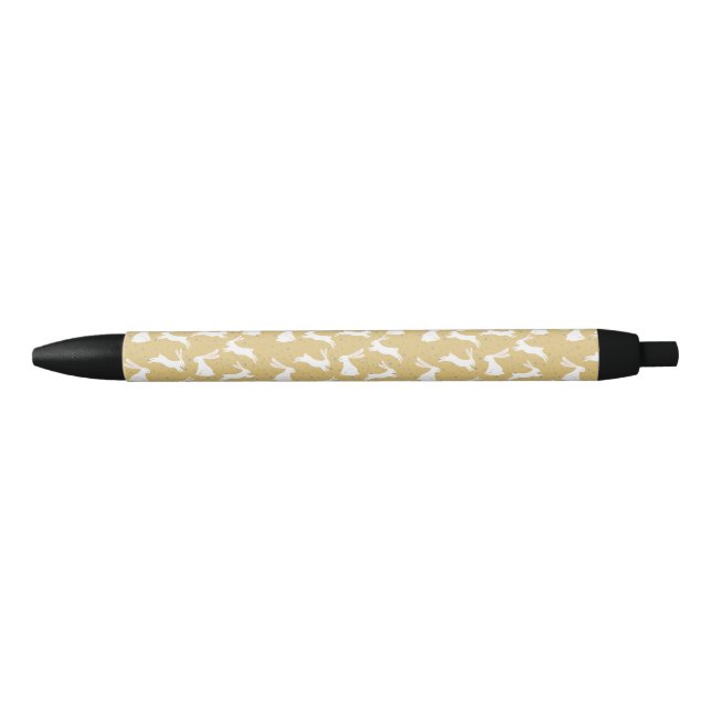 Stylo Noir Design Motif de lapin mignon (Devant)