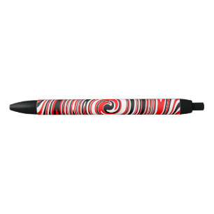 Stylo Noir Design psychédélique rouge blanc et noir
