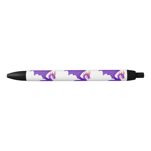 Stylo Noir Dessin animé de dragon violet (Devant)