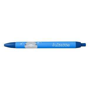 Stylo Noir Dessin joyeux de dauphin kawaii