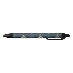 Stylo Noir Diamant Bleu Verre Coloré