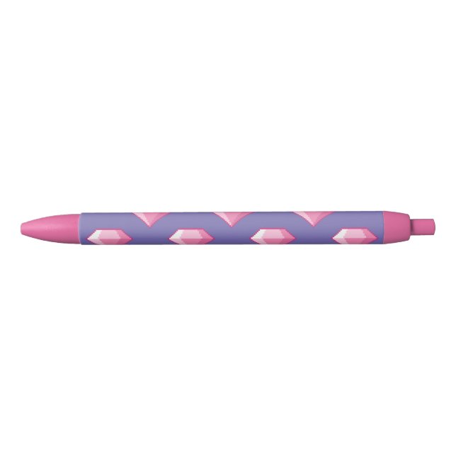 Stylo Noir Diamant rose Pixel (Devant)