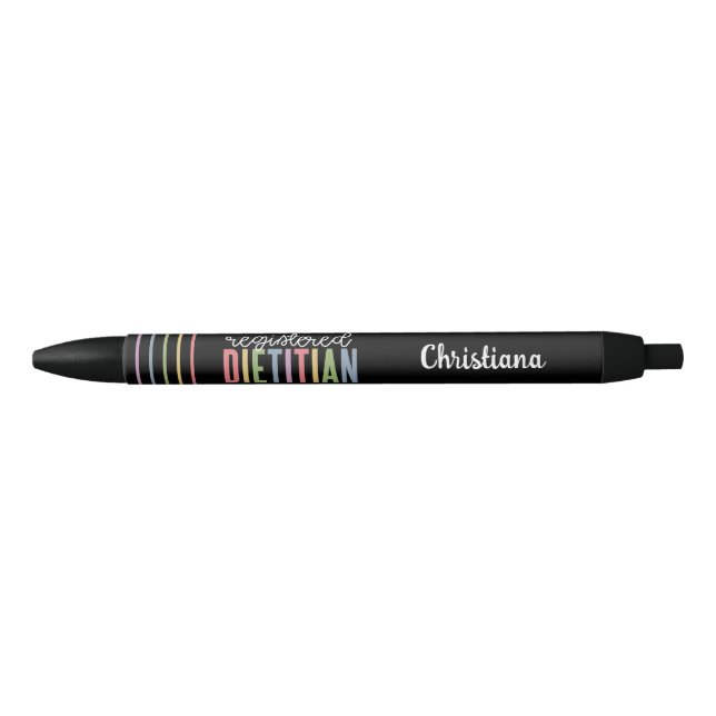 Stylo Noir Diététiste enregistrée personnalisée Couleur (Devant)