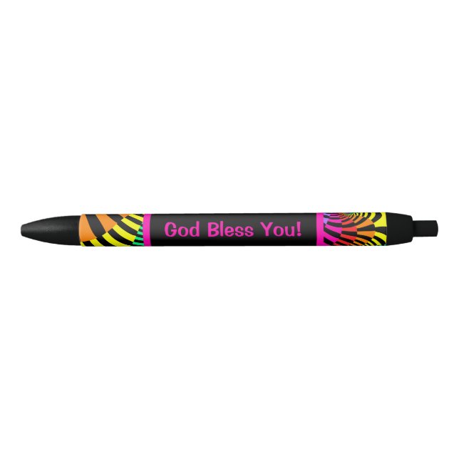 Stylo Noir Dieu bariolé de rayures vous bénissent (Devant)