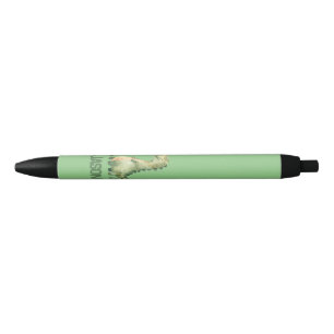 Stylo Noir Dinosaure Aquarelle Cute Avec Nom Enfant