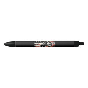 Stylo Noir Dirt Bike American Flag Motocross Biker Vintage US