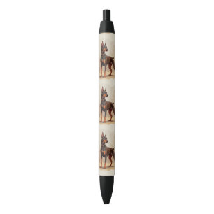Stylo Noir Dobermann Pinscher Chien Brun Rouille Rouge