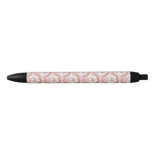 Stylo Noir Donuts en forme de cœur avec paillettes