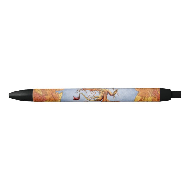 Stylo Noir Dragon d'Orange d'Art Imaginaire d'automne (Devant)