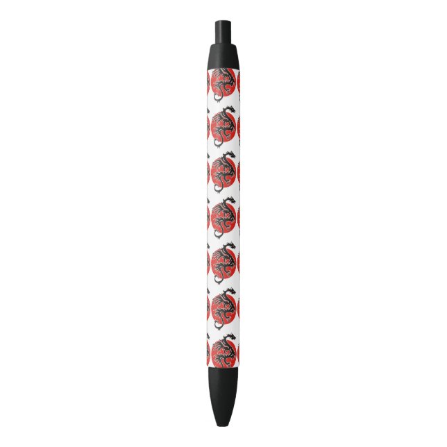 Stylo Noir Dragon Sun - noir rouge blanc + vos idées (devant Vertical)