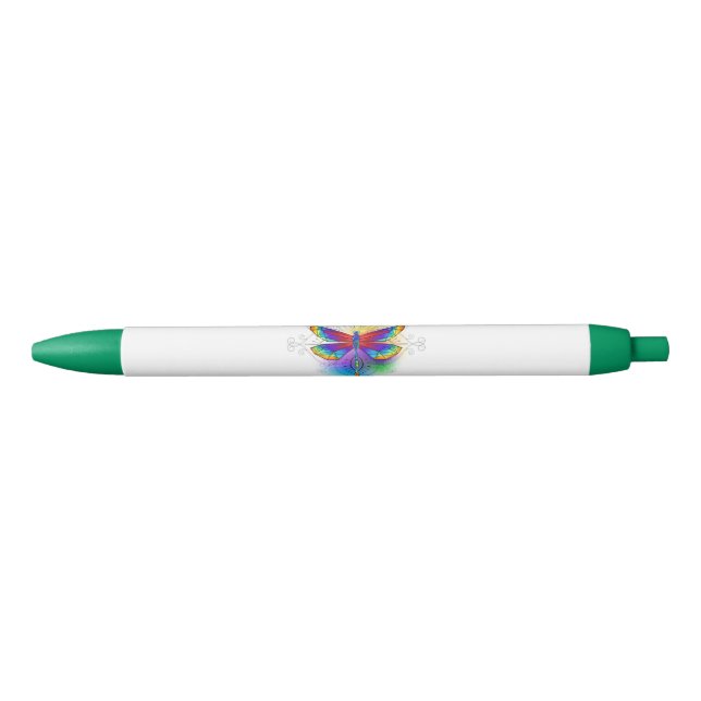 Stylo Noir Dragonfly en arc-en-ciel (Devant)