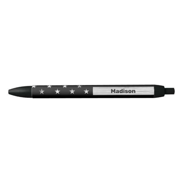 Stylo Noir Drapeau américain Bois rustique Noir Blanc Patriot (Devant)