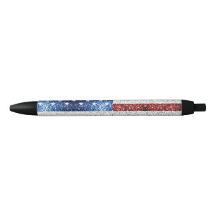 Stylo Noir drapeau américain rouge blanc brillant parties sci