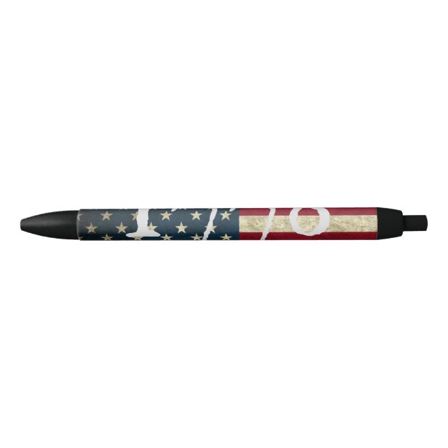 Stylo Noir Drapeau américain vintage Grunge 1776 (Devant)
