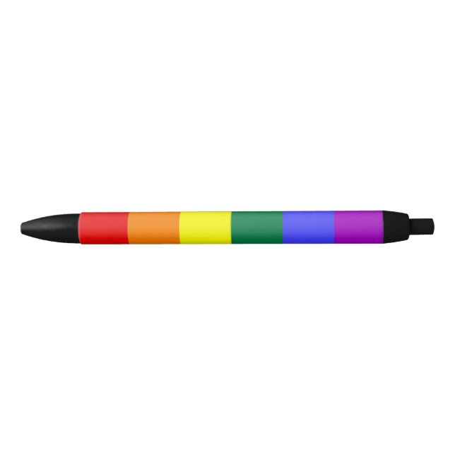Stylo Noir Drapeau arc-en-ciel gay pride (Devant)