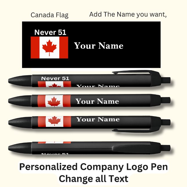 Stylo Noir Drapeau canadien personnalisé Jamais 51 Noir (Créateur téléchargé)