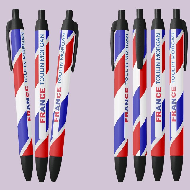 Stylo Noir Drapeau de France personnalisé (Créateur téléchargé)