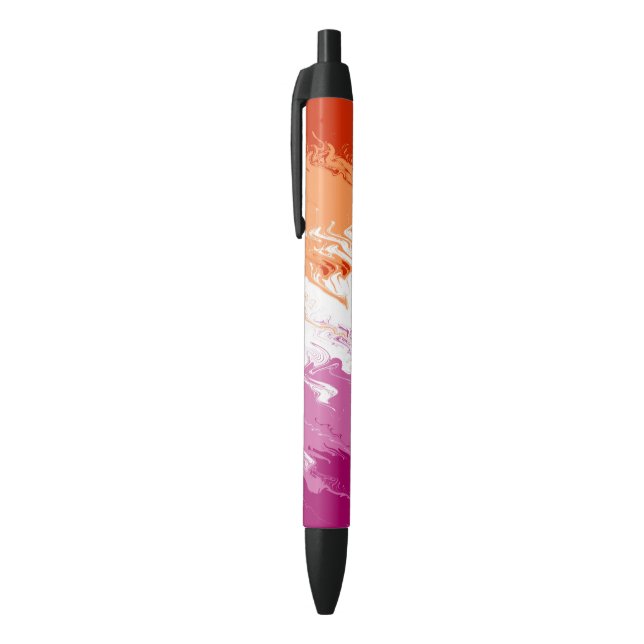 Stylo Noir Drapeau de la fierté lesbienne Abstraite (Haut (Vertical))