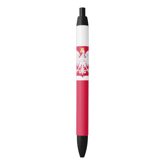 Stylo Noir Drapeau de la Pologne (devant Vertical)