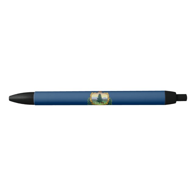 Stylo Noir Drapeau de l'État du Vermont (Devant)