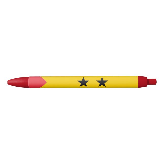 Stylo Noir Drapeau de Sao Tomé-et-Principe (Devant)
