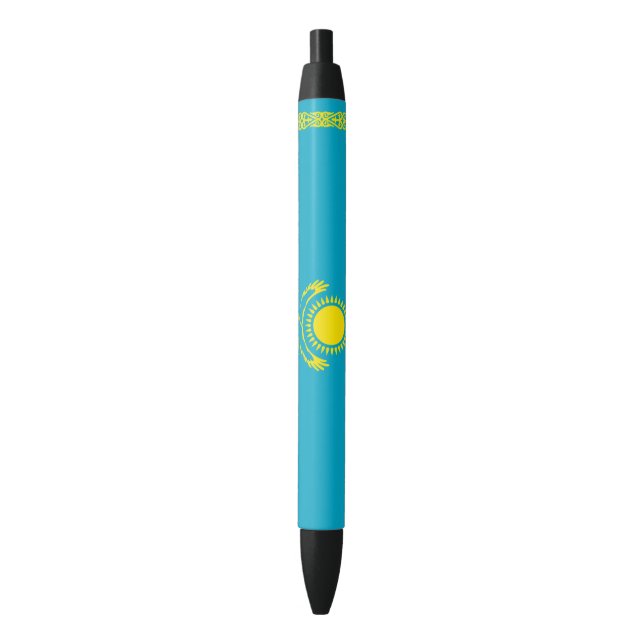 Stylo Noir Drapeau du Kazakhstan (devant Vertical)
