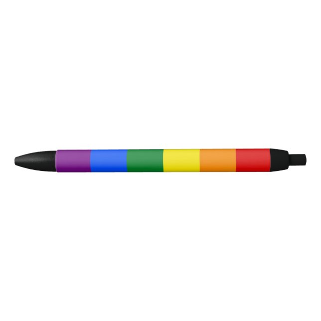 Stylo Noir Drapeau Gay pride arc-en-ciel LGBT (Devant)