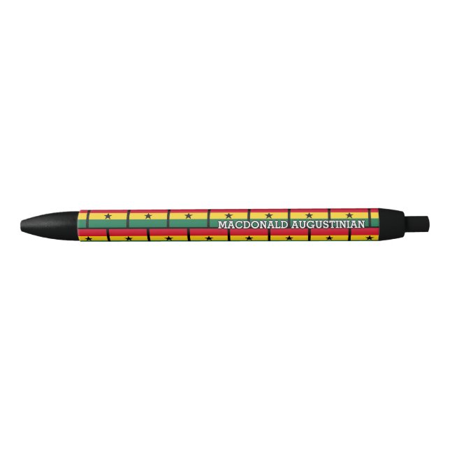 Stylo Noir DRAPEAU GHANA Personnalisé (Devant)