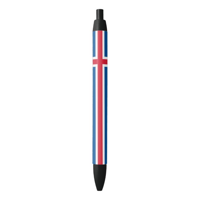 Stylo Noir Drapeau Islande (devant Vertical)