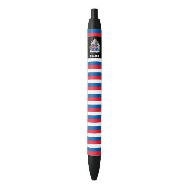 Stylo Noir Drapeau Islande mignon Patriotique (devant Vertical)