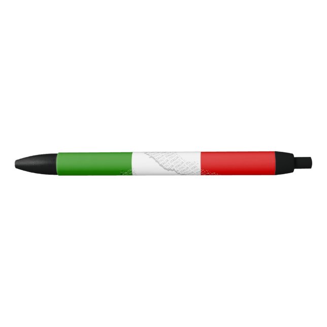 Stylo Noir Drapeau italien (Devant)